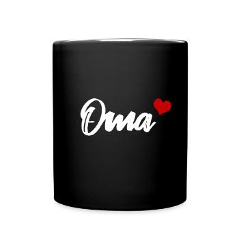 Oma Großmutter Herz - Tasse einfarbig - Schwarz - Vorne