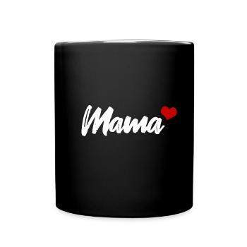 Mama Herz Liebe Mutter - Tasse einfarbig - Schwarz - Vorne