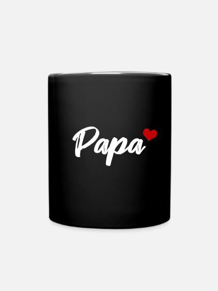 Papa Herz Liebe Vater - Tasse einfarbig - Schwarz