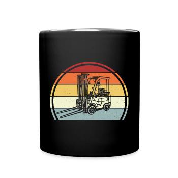 Gabelstapler Stapler - Tasse einfarbig - Schwarz - Vorne