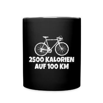 2500 Kalorien auf 100 km Rennrad (Vintage Weiß) - Tasse einfarbig - Schwarz - Vorne