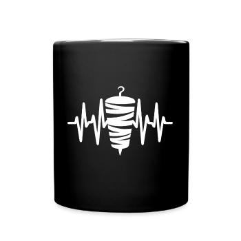 Kebab Grill Herzschlag - Tasse einfarbig - Schwarz - Vorne