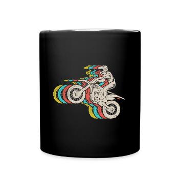Motorrad Dirtbike Biker Vintage Jungen Motocross - Tasse einfarbig - Schwarz - Vorne