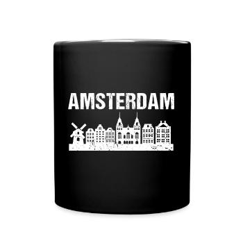 Amsterdam Skyline Stadt - Tasse einfarbig - Schwarz - Vorne
