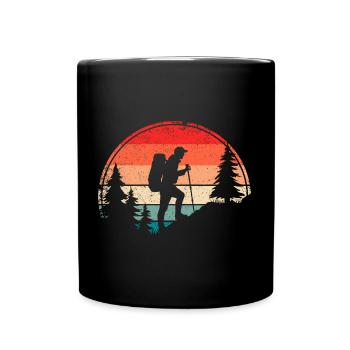 Adventure Hiking Outdoor Backpacking Hiker - Full Colour Mug - black - Front