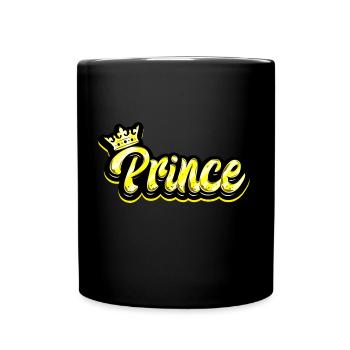 Cooles Prince Motiv mit Krone - Tasse einfarbig - Schwarz - Vorne