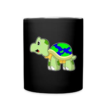 Schildkröte Erdkugel - Tasse einfarbig - Schwarz - Vorne