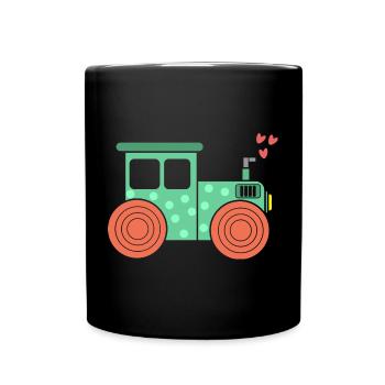 Heart Tractor Commercial Vehicle Farm Farming Field - Full Colour Mug - black - Front
