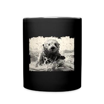 Surfer loutre de mer - Mug uni - noir - Devant