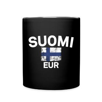 Finnish Flag Grunge: Suomi EUR - Full Colour Mug - black - Front