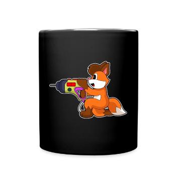 Fuchs Handwerker Bohrmaschine Handwerk - Tasse einfarbig - Schwarz - Vorne