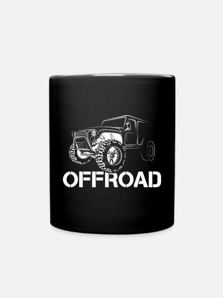 tout-terrain terrain 4x4 montagnes voitures icône icône graphique - Mug uni - noir
