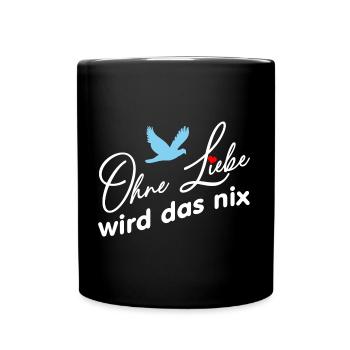 Ohne Liebe wird das nichts Friedenstaube und Herz - Tasse einfarbig - Schwarz - Vorne