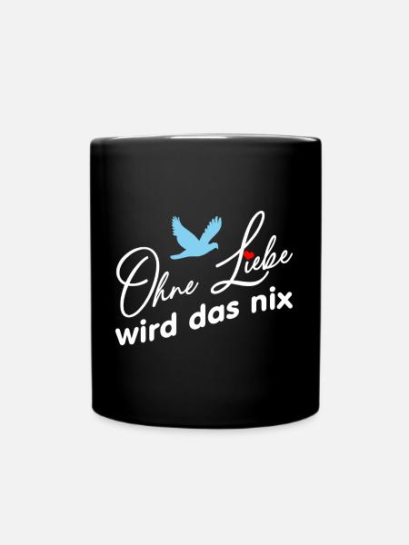 Ohne Liebe wird das nichts Friedenstaube und Herz - Tasse einfarbig - Schwarz