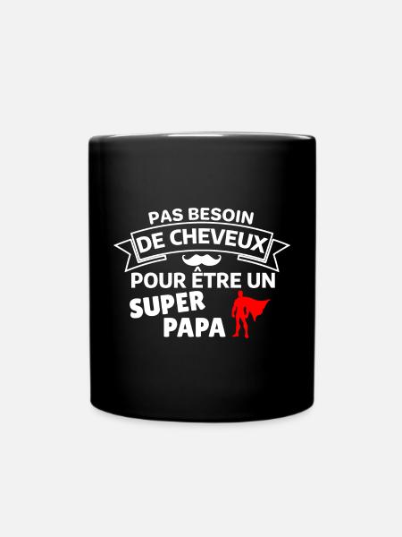 Humour Super Papa Cape Cheveux - Mug uni - noir