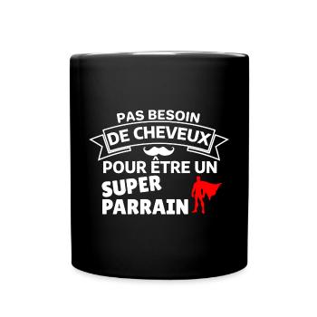 Humour Capes Super Héros Cheveux - Mug uni - noir - Devant