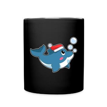 Dolphin Christmas Santa Hat - Full Colour Mug - black - Front
