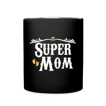 Super Mom - Tasse einfarbig - Schwarz - Vorne