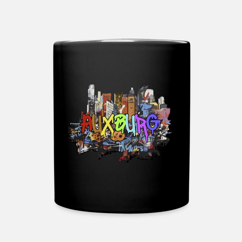 Auxburg i graffiti design gave - Enfärgad mugg - svart