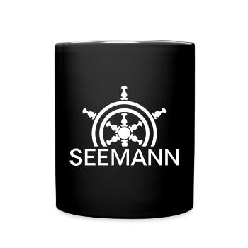 Seemann Symbol Steuerrad Symbol Icon Logo Schiff - Tasse einfarbig - Schwarz - Vorne