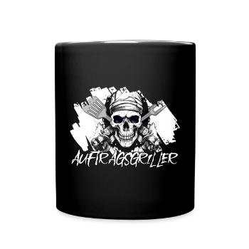 Aufragsgriller Skull BBQ Geschenk Grillschürze - Tasse einfarbig - Schwarz - Vorne