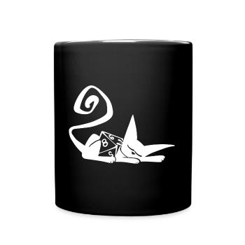 Dice Cat Funny Role Playing Cat RPG - Full Colour Mug - black - Front
