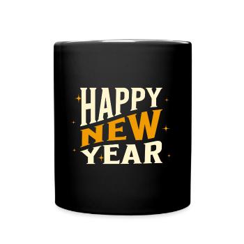 Happy New Year 2024 Silvester Neujahr Party Feier - Tasse einfarbig - Schwarz - Vorne