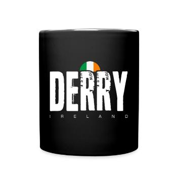 Derry Ireland Distressed Wordmark - Full Colour Mug - black - Front