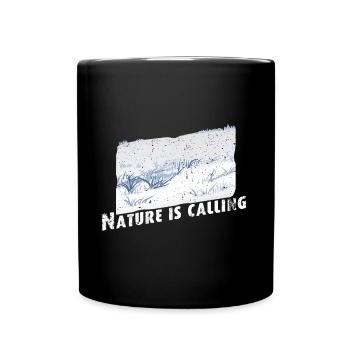 Nature is calling Winter - Tasse einfarbig - Schwarz - Vorne