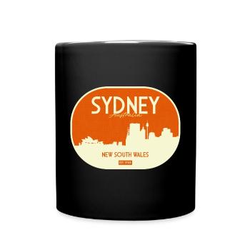 Sydney Skyline Retro Badge - Full Colour Mug - black - Front