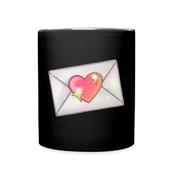 Herz im Umschlag Romantische Illustration - Tasse einfarbig - Schwarz - Vorne