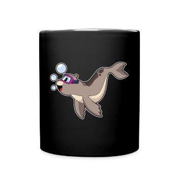 Seehund Taucher Schwimmbrille Tauchen - Tasse einfarbig - Schwarz - Vorne