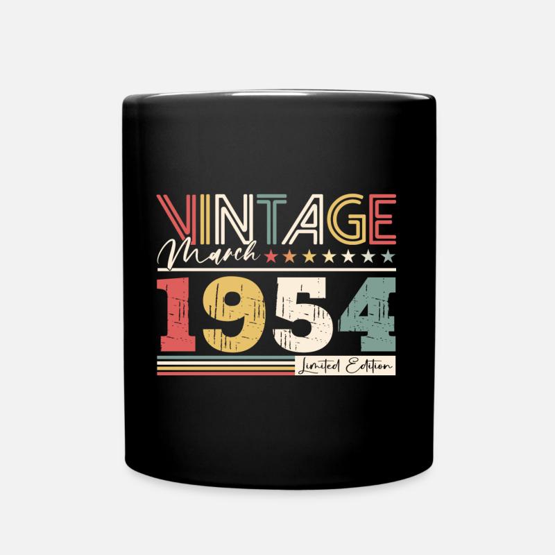 70. Geburtstag Geschenk Vintage März 1954 - Tasse einfarbig - Schwarz
