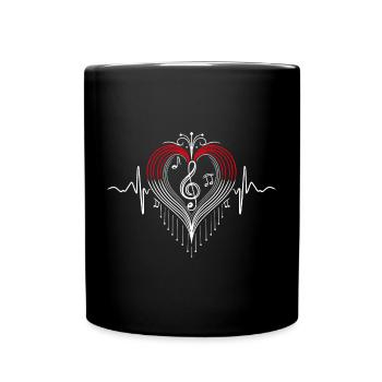 Heartbeat Music Heart Pulse Notes - Full Colour Mug - black - Front