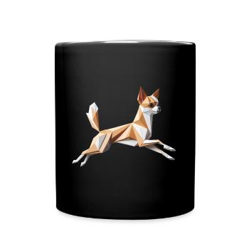 chien chihuahua qui court origami géométrique 3d - Mug uni - noir - Devant