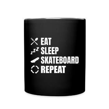 Manger, dormir, faire du skateboard, répéter - Mug uni - noir - Devant