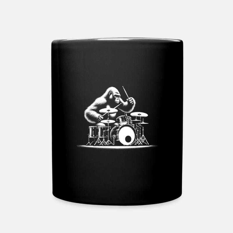 Schlagzeug-Gorilla - Tasse einfarbig - Schwarz