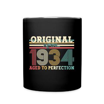 90e anniversaire Original avril né 1934 - Mug uni - noir - Devant