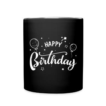 Birthday Balloons Script - Full Colour Mug - black - Front