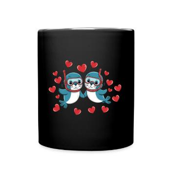Two Funny Seals Seals Friends Forever - Full Colour Mug - black - Front