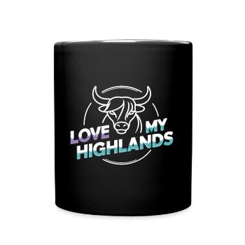 Meine Highlands Rinder ich liebe Highlands - Tasse einfarbig - Schwarz - Vorne