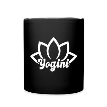 Lustige Yogini - Tasse einfarbig - Schwarz - Vorne