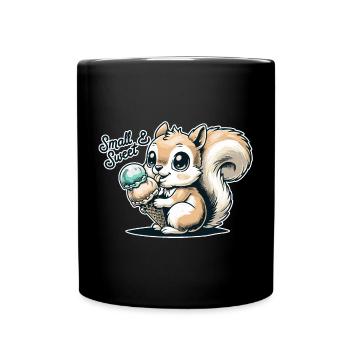 Écureuil de dessin animé mignon avec de la crème glacée - Mug uni - noir - Devant