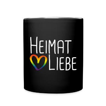 Heimatliebe Regenbogenherz - Tasse einfarbig - Schwarz - Vorne