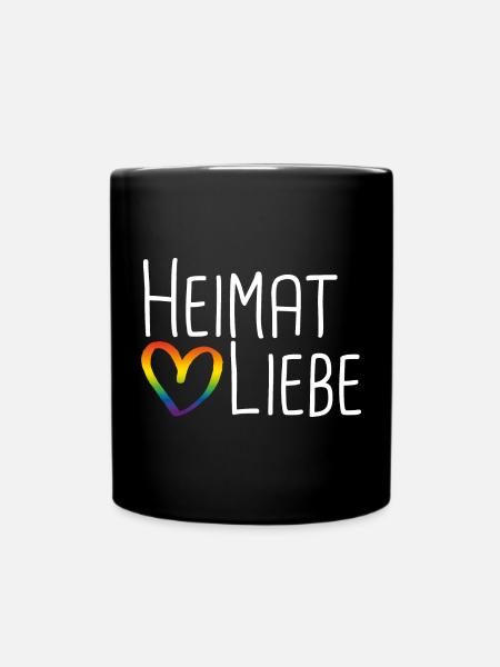 Heimatliebe Regenbogenherz - Tasse einfarbig - Schwarz