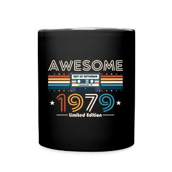 45ème Anniversaire Millésime Septembre 1979 Cassette 79 - Mug uni - noir - Devant