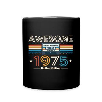 50ème Anniversaire Millésime Septembre 1975 Cassette 75 - Mug uni - noir - Devant