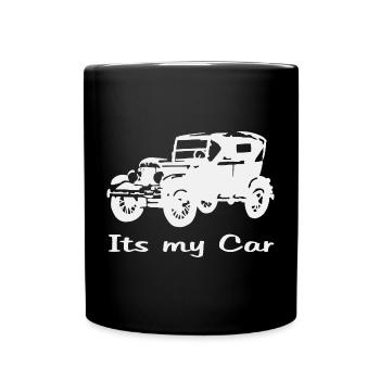 Vintage car motif with lettering - Full Colour Mug - black - Front