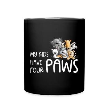 Hunde Hundehaufen Hund Spruch My Kids Have Paws - Tasse einfarbig - Schwarz - Vorne