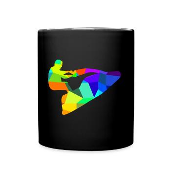 Jet Ski Speed Boot Regenbogen Polygon Schiffe - Tasse einfarbig - Schwarz - Vorne